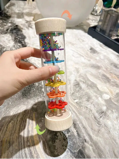 Montessori Baby Rain Stick Rainbow Hourglass Rain