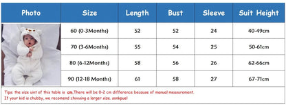Newborn Baby Boy Girl Kids Bear Hooded Romper Jumpsuit Bodysuit Clothes Outfits Long Sleeve Playsuit Toddler One Piece Outfit