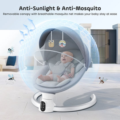 Electric Baby Swing Baby Rocker, APP and Remote Baby Scale From Birth to 9kg, 5-Point Harness Improved Baby Scale with 3 Timers