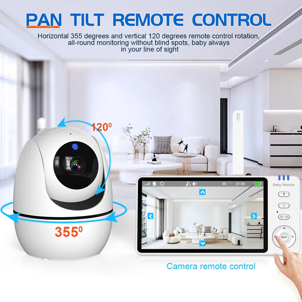 5.0 Inch Video Baby Monitor With Pan Tilt Camera Wireless Two Way Audio Night Vision Security Babysitter VOX Wake Up USB Charge by Baby Paradise