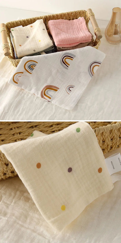 5Pcs Baby Cotton Washcloth Newborn Burp Cloth Square Towels 6-Layer Pure Cotton Soft Absorbent Gauze Cotton Baby Towels