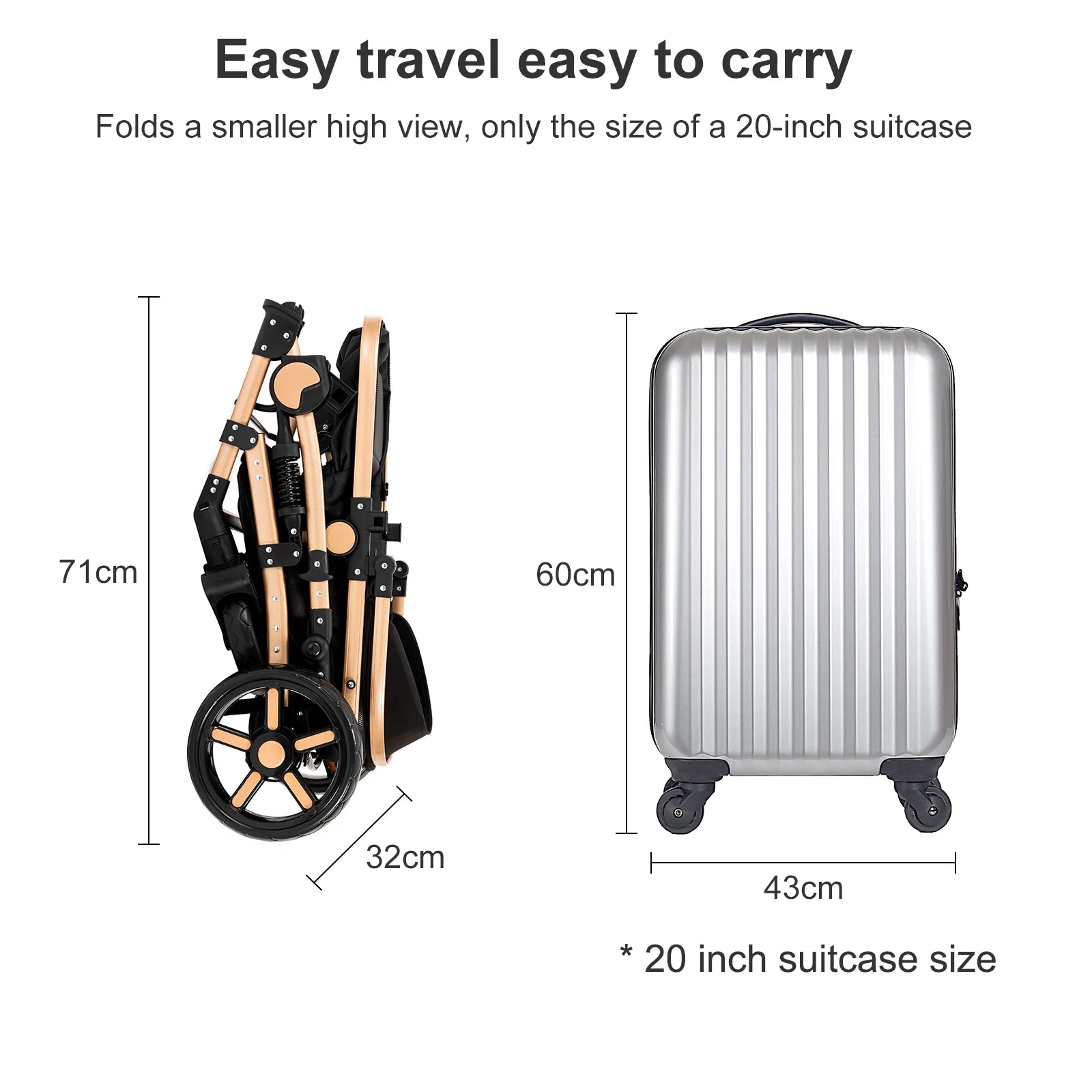 Your All-in-One Travel Solution: 3-in-1 Lightweight Stroller & Pram for All Terrains, Suitable from Birth with Easy Compact Fold by Baby Paradise