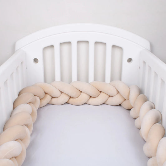  1M/2M/3M/4M Knot Braid Baby Bed Bumper Infant Cradle Protector Plush Pillow Cushion Crib Anti-collision Room Decor