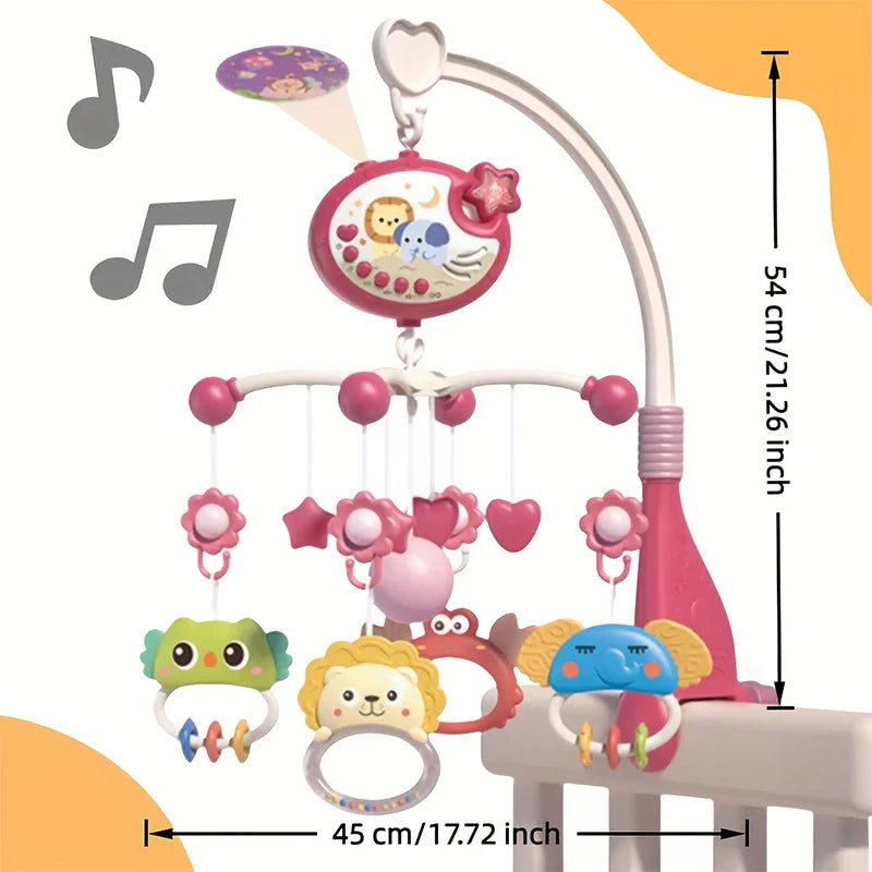 360° Musical Baby Crib Mobile Rotating Night Light Bed Bell Toy Four Speed Timming Hanging Infant Newborn Rattle Bedside Gift