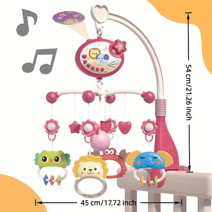 360° Musical Baby Crib Mobile Rotating Night Light Bed Bell Toy Four Speed Timming Hanging Infant Newborn Rattle Bedside Gift