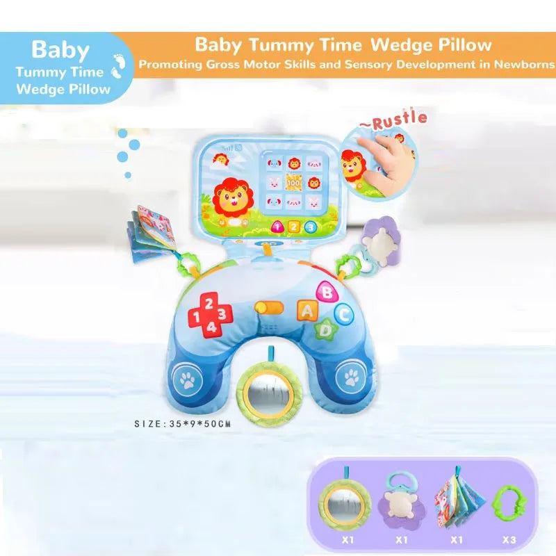 Montessori High Contrast Sensory Toys Baby Pillow Tummy Time Toy Newborn Head-up Training Pillow Teether Rattles 0 6 12 Months