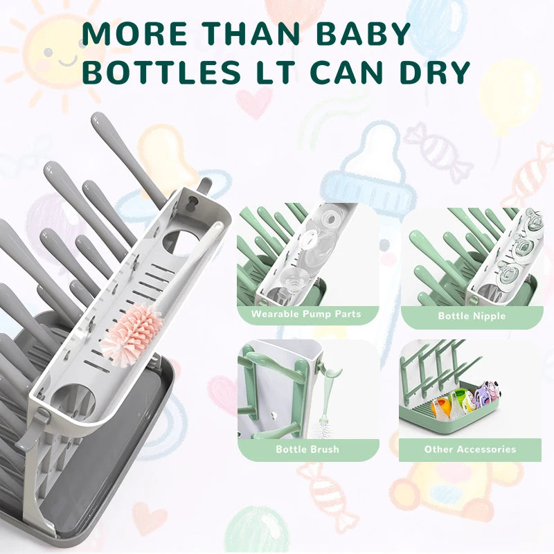 Baby Bottle Drying Rack, Baby Bottle Rack - Space saving vertical drying rack for cleaning bottles and pump components