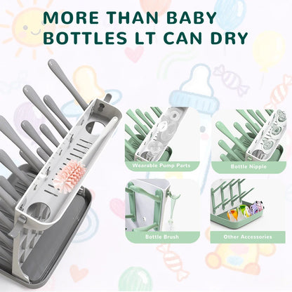 Baby Bottle Drying Rack, Baby Bottle Rack - Space saving vertical drying rack for cleaning bottles and pump components