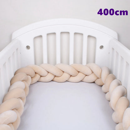  1M/2M/3M/4M Knot Braid Baby Bed Bumper Infant Cradle Protector Plush Pillow Cushion Crib Anti-collision Room Decor