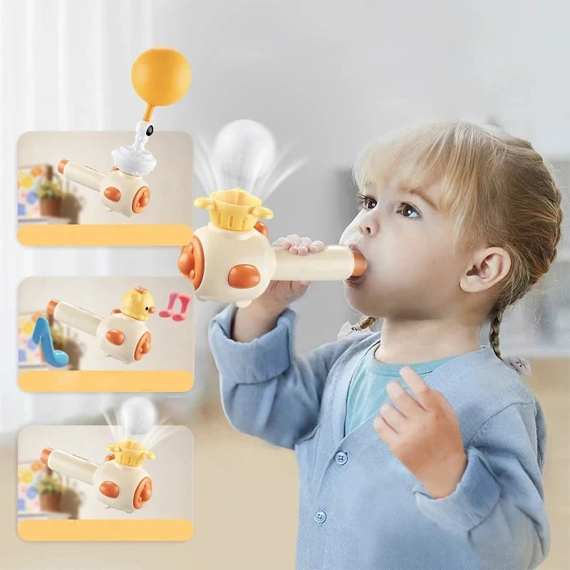 Montessori Toy for Kids with Whistle Ball Blowing Floating Blow Pipe Ball Three in One Sensory Fine Motor Skills Educational Toy by Baby Paradise