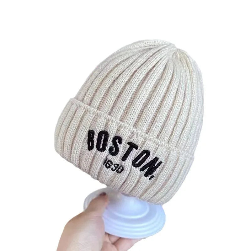 Winter Baby Hat Fashion Letter Pattern Knit Beanie Warm Cap