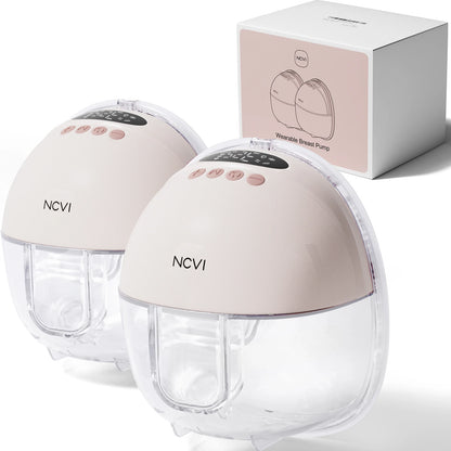 NCVI Electric Breast Pump,Wearable for Breastfeeding,Hands-Free, 4 Modes 9 Levels, 3 Flange Sizes(19/21/24mm), Smart Display