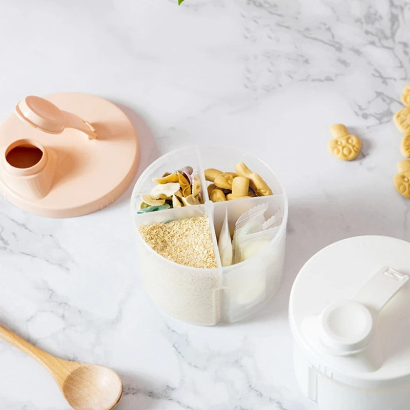 4 Compartments Baby Food Storage Box Newborn Milk Powder Newborn Baby Things Snacks CupsContainer Formula Dispenser Portable
