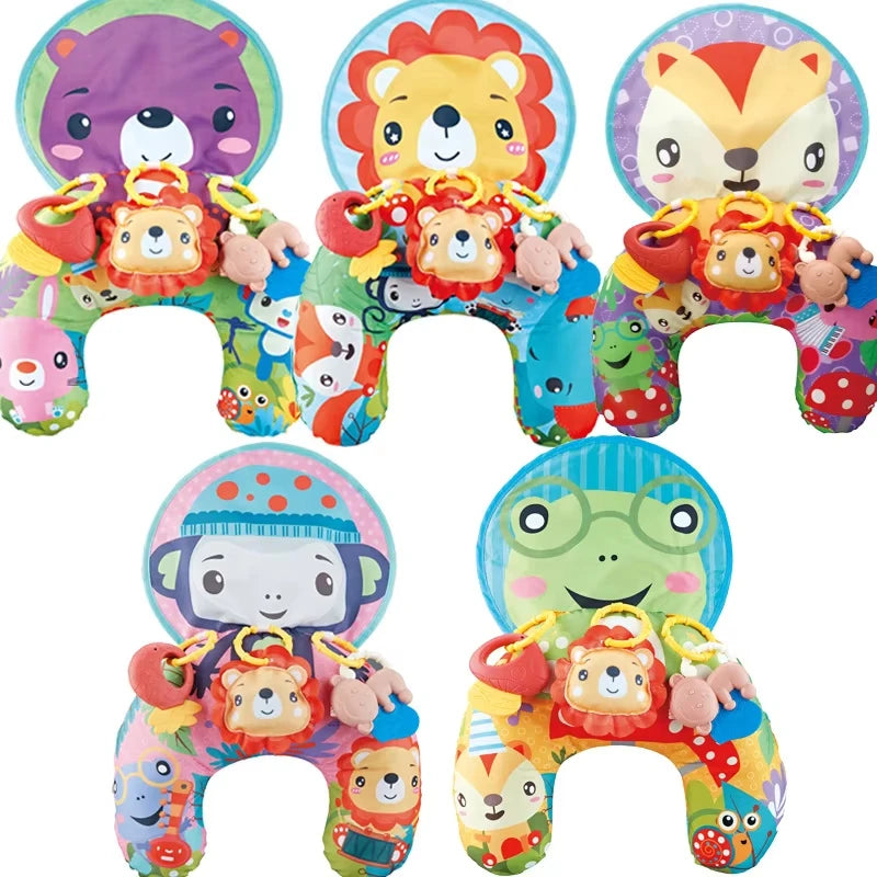 Montessori High Contrast Sensory Toys Baby Pillow Tummy Time Toy Newborn Head-up Training Pillow Teether Rattles 0 6 12 Months