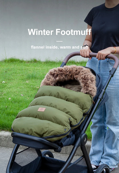 Stroller Footmuff Outdoor Winter Baby Warm In Pram Removable Thicker Windproof Fur Collar Baby Envelope Stroller Accessories